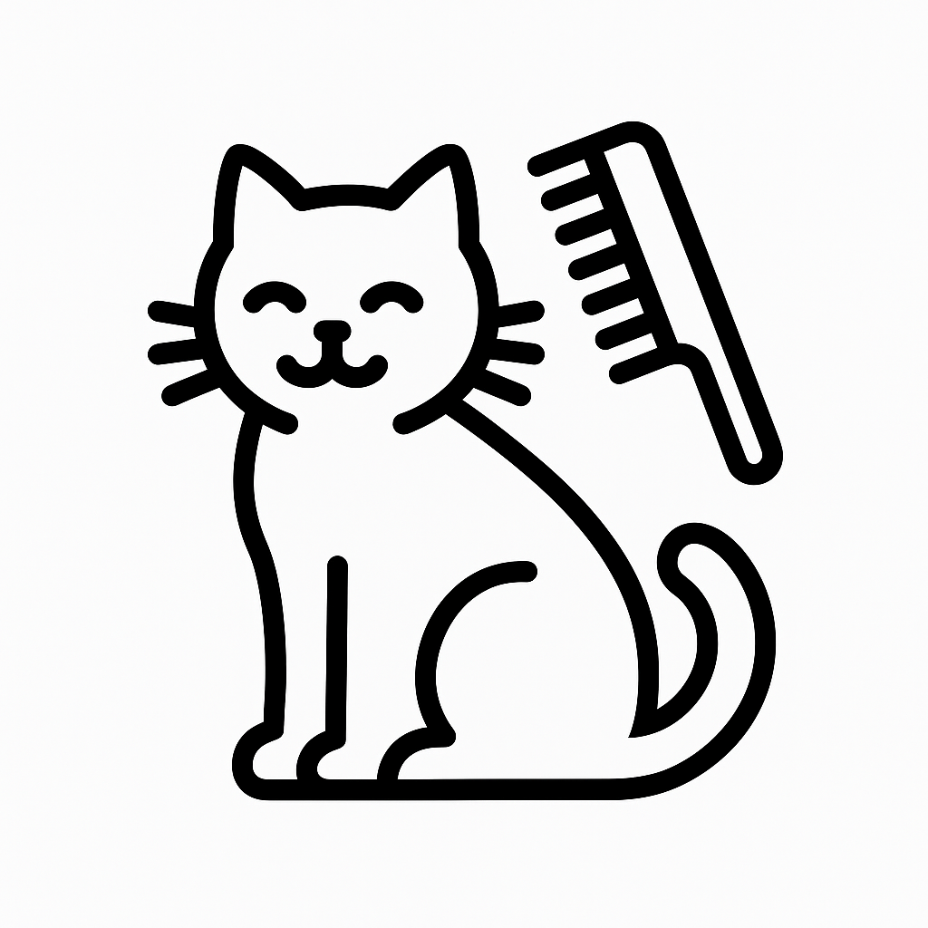 Pictogramme d'un chat qui se fait peigner